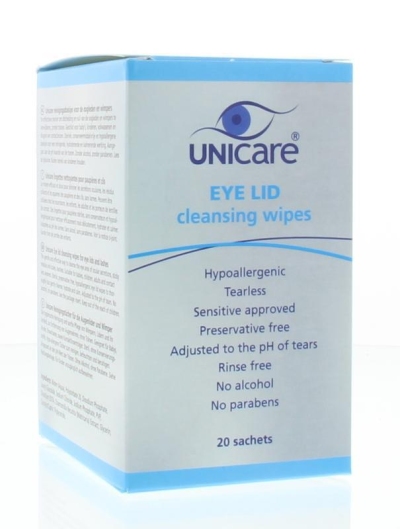 Foto van Unicare eyelid cleansing wipes 20st via drogist