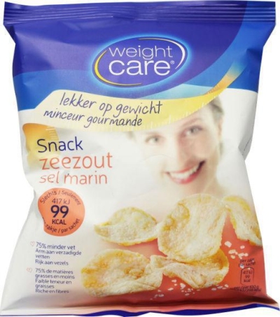 Foto van Weight care chips snack zeezout 8 x 25g via drogist