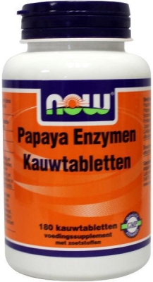 Foto van Now papaya enzyme chewable 180kt via drogist