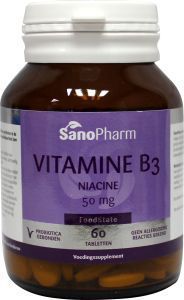 Foto van Sanopharm vitamine b3 niacine 50 mg 60tab via drogist