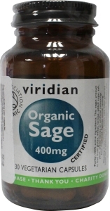 Viridian organic sage 400mg viridian @ 30cap 30cap  drogist