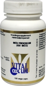 Foto van Vital cell life molybdenum 250 mcg 100cap via drogist