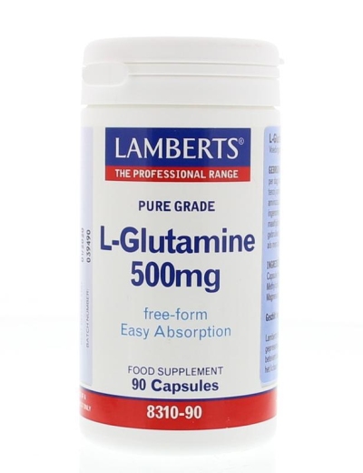Foto van Lamberts l-glutamine 500 mg 90vc via drogist