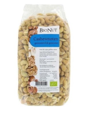 Foto van Bionut cashewnoten geroosterd & gezouten 1000g via drogist