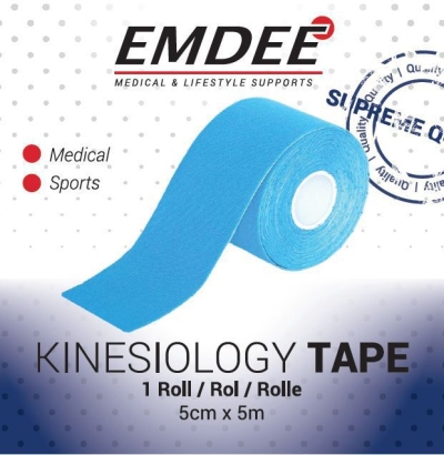 Foto van Emdee kinesiology tape licht blauw non cut 1rol via drogist