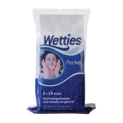 Foto van Wetties verfrissingdoekjes pocket 2x10st via drogist