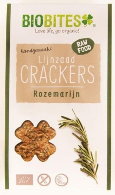 Foto van Biobites lijnzaad crackers rozemarijn display displ via drogist