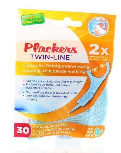 Plackers tandflossers twin-line mint 30st  drogist