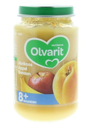 Foto van Olvarit 8m59 abrikoos appel banaan 6 x 200g via drogist