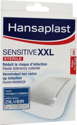 Hansaplast sensitive wondpleister zilver xxl 8 x 10 cm 5st  drogist