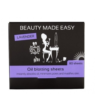 Foto van Beauty made easy oil blotting lavender 80 stuks via drogist
