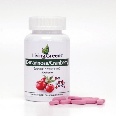 Foto van Livinggreens cranberry met d mannose 120tb via drogist
