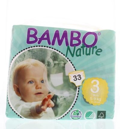 Bambo babyluier midi 3 5 - 9 kg 33st  drogist