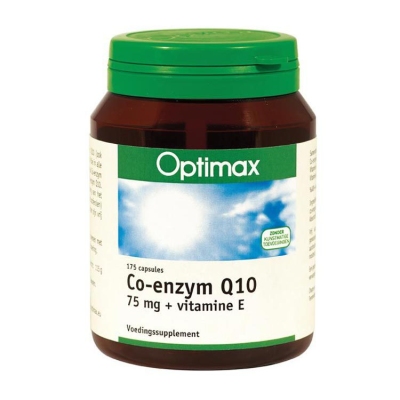 Foto van Optimax co enzym q10 75mg / vit e 175cap via drogist