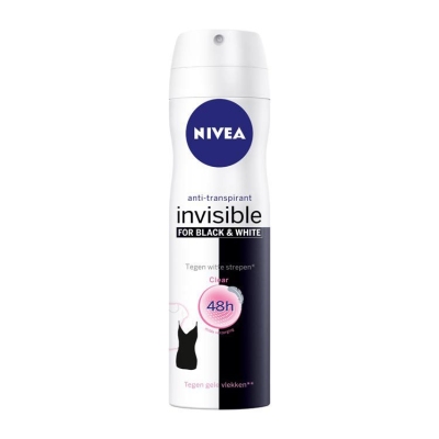 Foto van Nivea deospray black & white clear 150ml via drogist