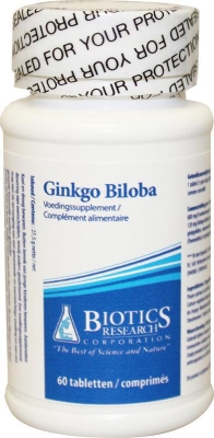 Foto van Biotics ginkgo biloba (24%) extract 60tab via drogist