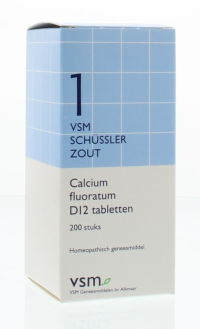 Foto van Vsm schussler celzout 1 calcium fluoratum d12 200tab via drogist