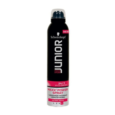 Foto van Schwarzkopf junior power styling haarspray maxx hold l4 250ml via drogist