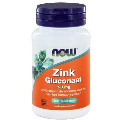 Foto van Now zink gluconaat 50mg 100tab via drogist