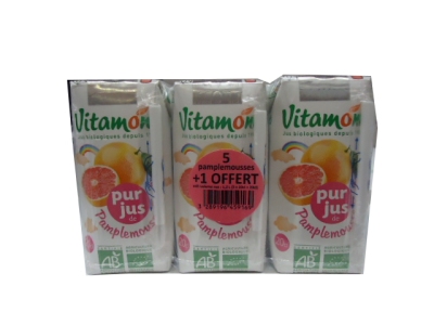 Foto van Vitamont pure roze grapefruit sap 200 ml 5 + 1 5+1 via drogist