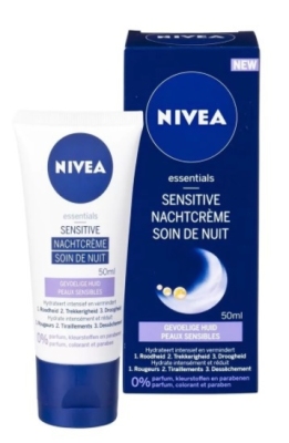 Foto van Nivea essentials sensitive nachtcrème 50ml via drogist