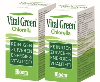 Foto van Bloem vital green chlorella 2x200 via drogist