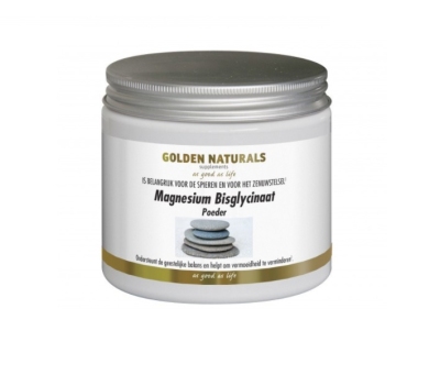 Foto van Golden naturals magnesium bisglycinaat poeder 250gr via drogist