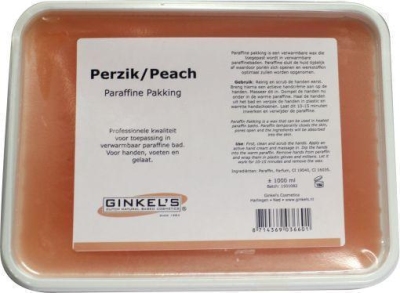 Foto van Ginkel's hand wax paraffine perzik 1000ml via drogist