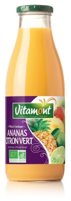 Foto van Vitamont ananas limoen cocktail bio 750ml via drogist