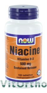 Foto van Now niacine 500mg sustained release 100tab via drogist