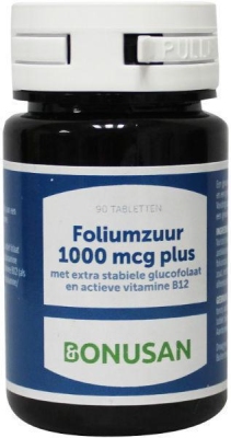 Foto van Bonusan foliumzuur 1000 mcg plus 90tab via drogist